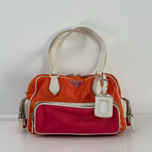 Prada Handbag - Arancio / Fuxia / White / Silver - Many Compartments - Picture 1 of 13